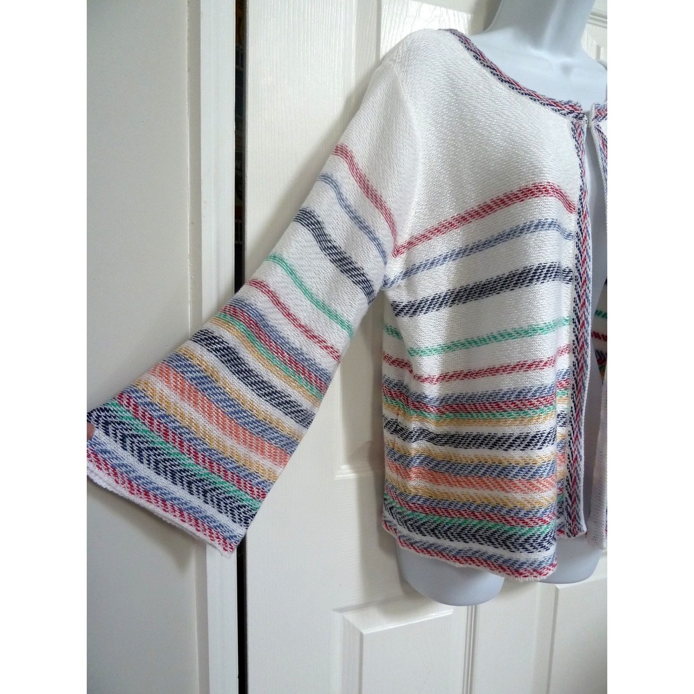 *NWT KIM ROGERS Petite Sz XL Flared Sleeve Cardigan Sweater Rainbow Open Front*